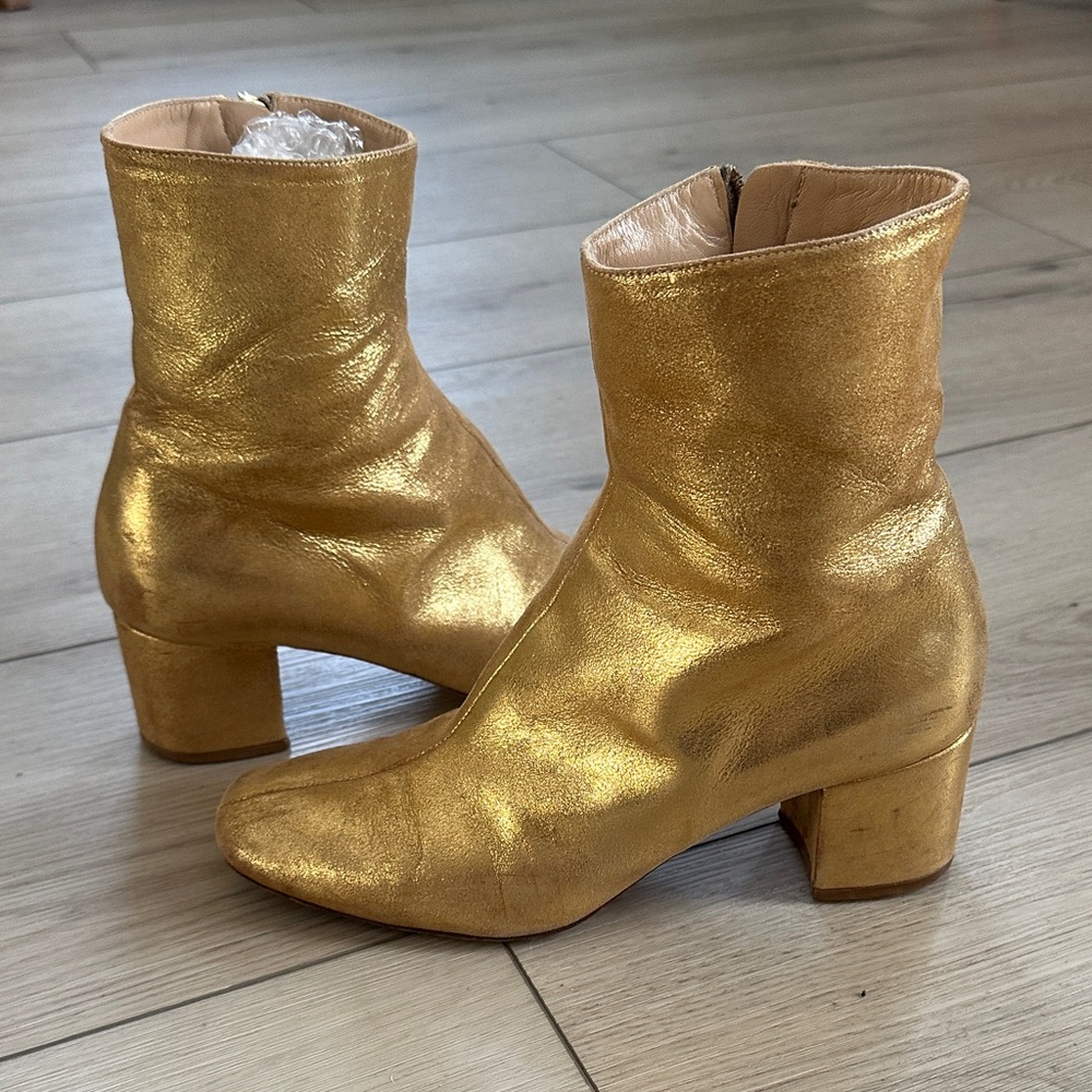 Brother Vellies Metallic Gold Ankle Boots